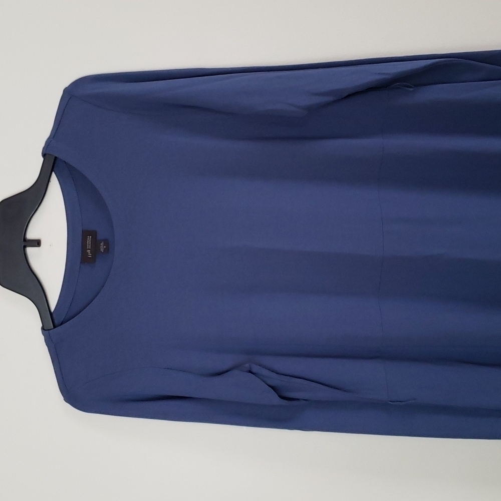 J Jill weaver collection, blue long sleeve dress, flowy, soft, crew neck. Sz M - Picture 2 of 7